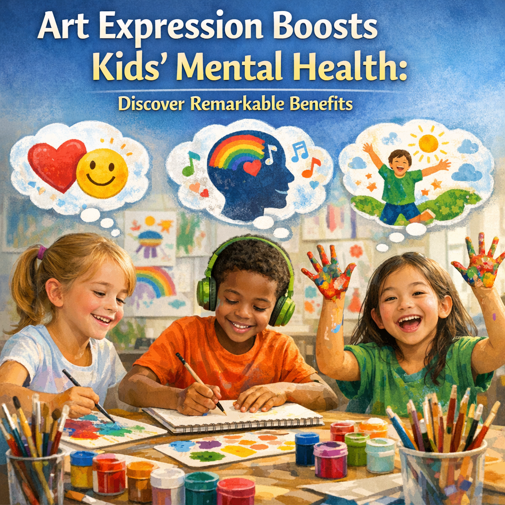 Illustration of Art Expression Boosts Kids’ Mental Health: Discover Remarkable Benefits