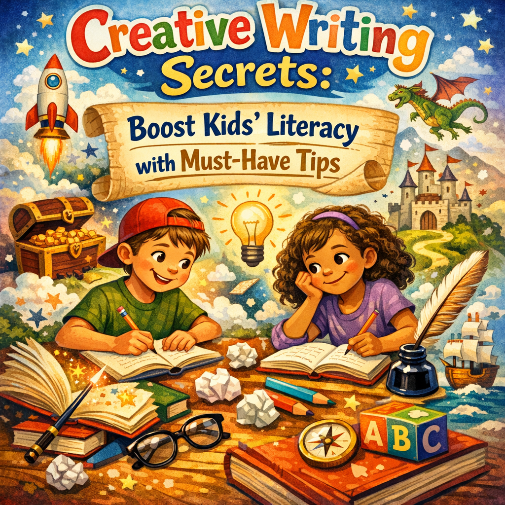 Illustration of Creative Writing Secrets: Boost Kids Literacy with Must-Have Tips