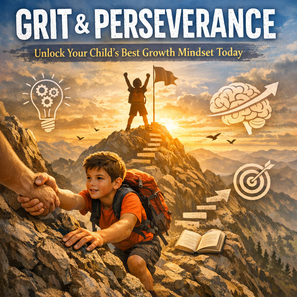 Illustration of Grit Perseverance: Unlock Your Child's Best Growth Mindset Today