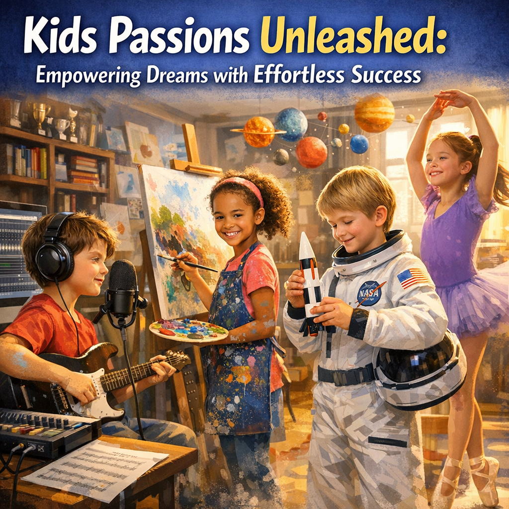 Illustration of Kids Passions Unleashed: Empowering Dreams with Effortless Success
