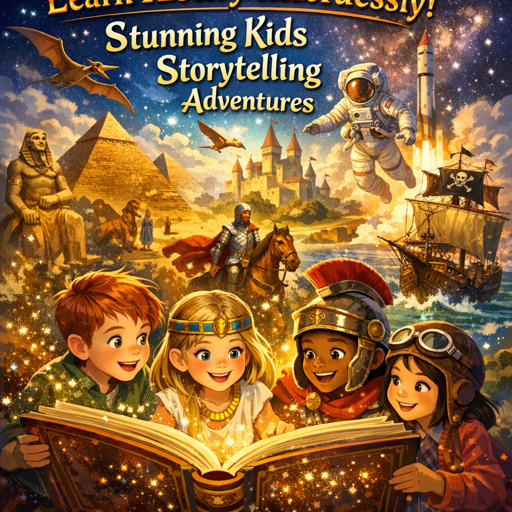 Illustration of Learn History Effortlessly: Stunning Kids Storytelling Adventures