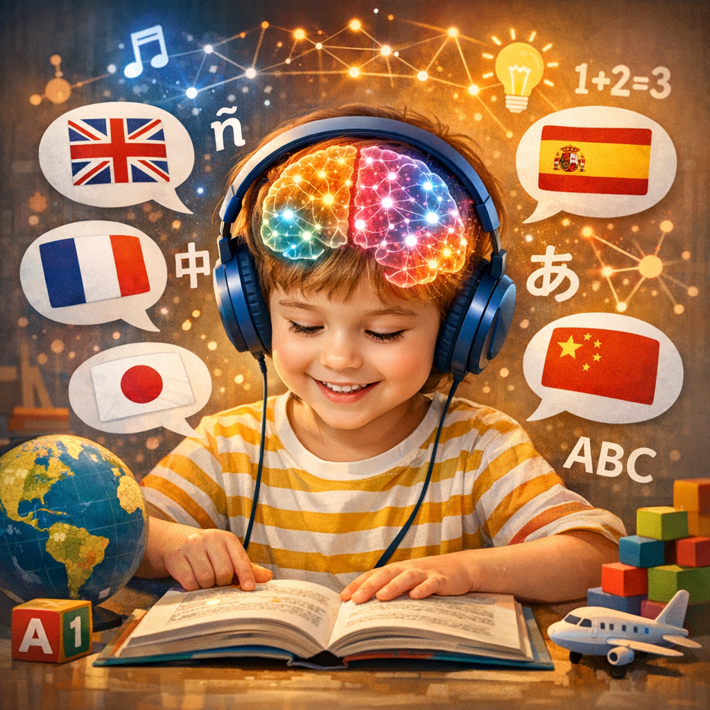 Illustration of Multilingual Brain: Stunning Benefits for Effortless Child Development